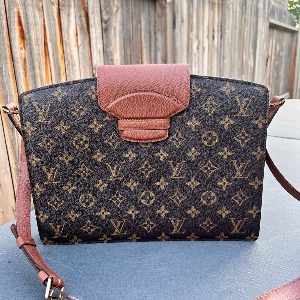 Louis Vuitton Courcelles Monogram Crossbody Bag Brown LV Vintage Shoulder Bag - Picture 13 of 14